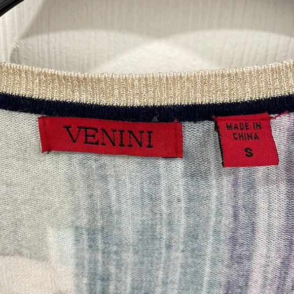 Unique Venini cardigan sweater with bright patterns gold buttons size Small - Picture 8 of 9